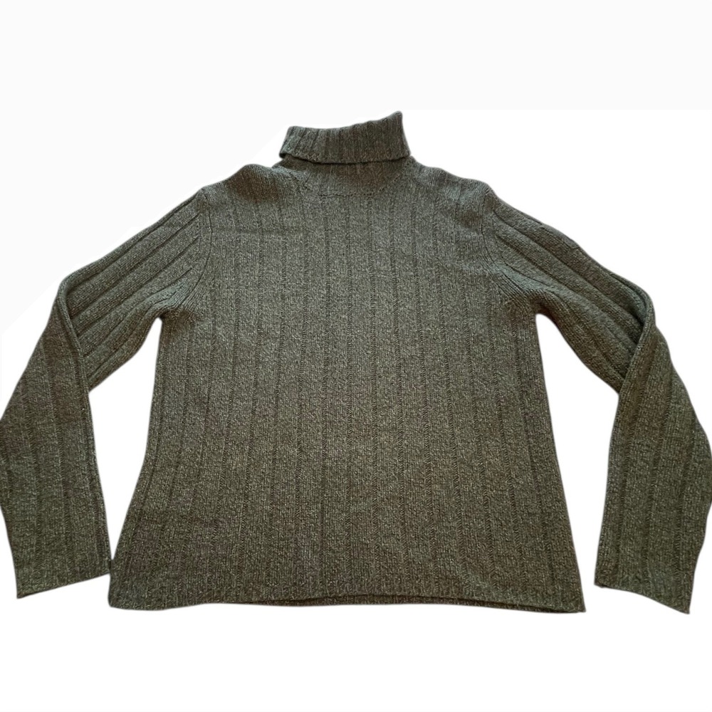 Vintage Abercrombie Fitch Mens Green Ribbed Turtleneck Sweater XL Lambswool